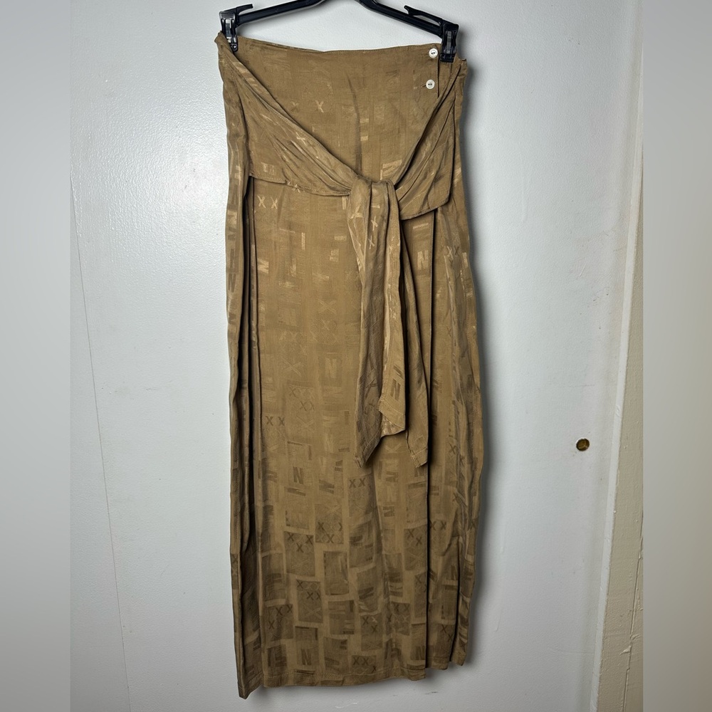 Vintage Joyce Ridings Cupro Wrap Skirt Lagenlook Made in Britain Tag 12 (like S) - Picture 2 of 12